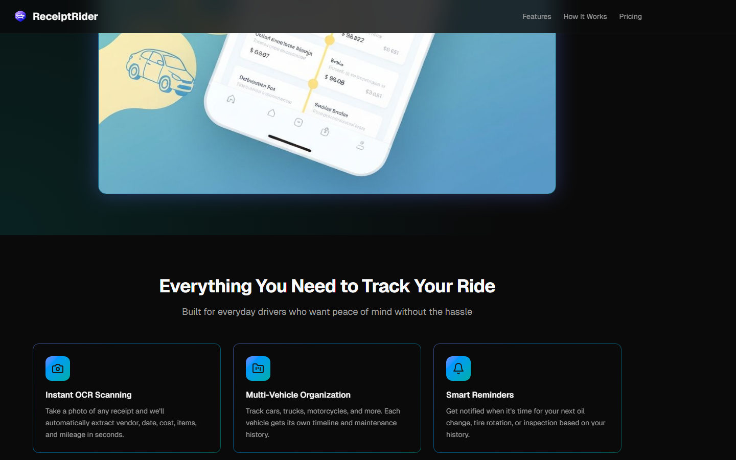 Receipt scanning feature with OCR extraction preview