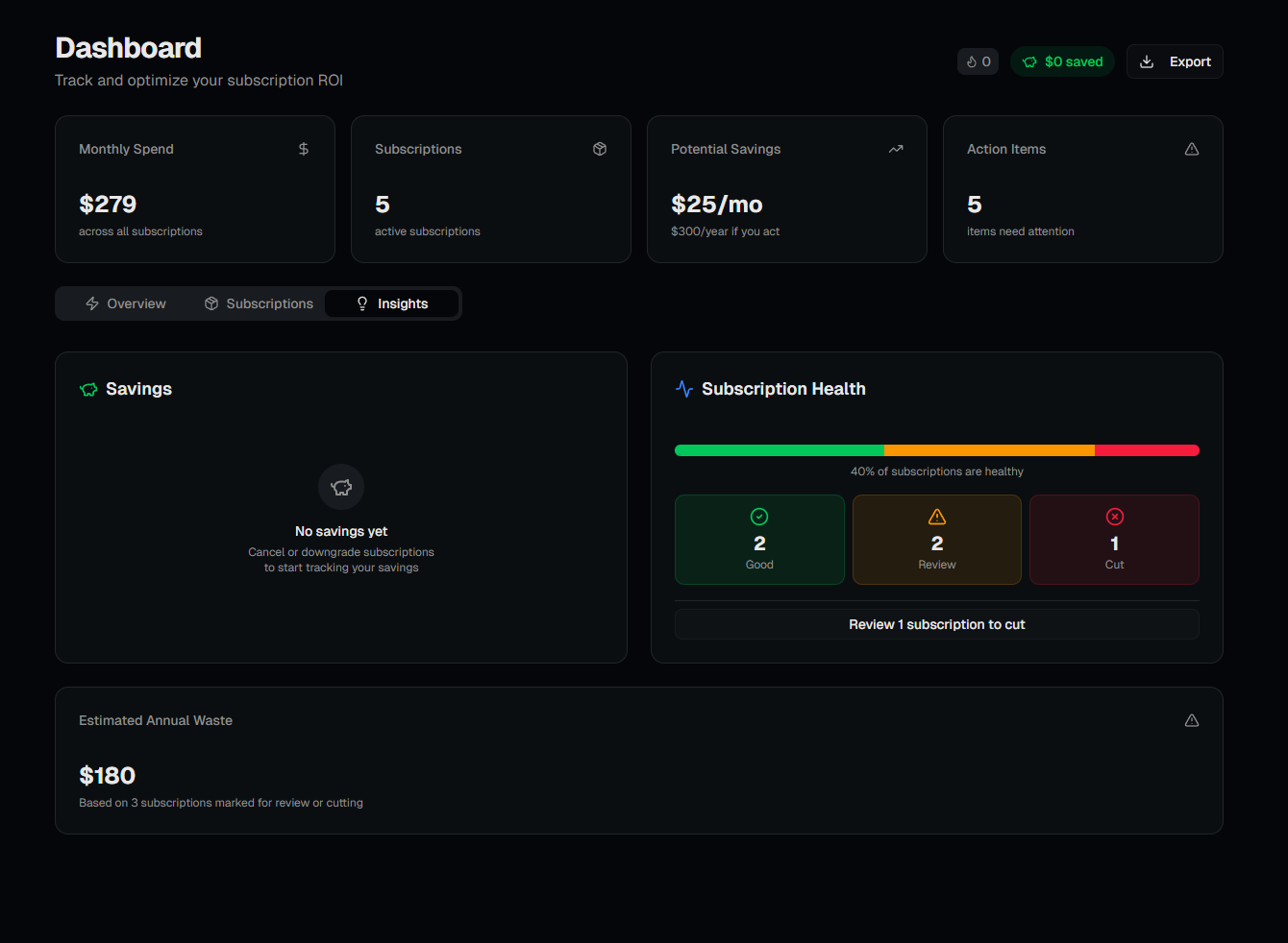 Subscription list with brand logos and billing dates